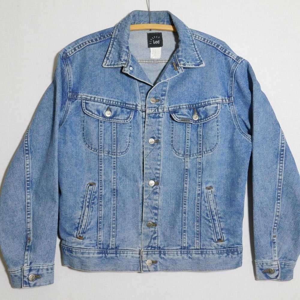 Vintage 1970s LEE Riveted Denim Made In USA Western Wear Jeans Jacket Mens M